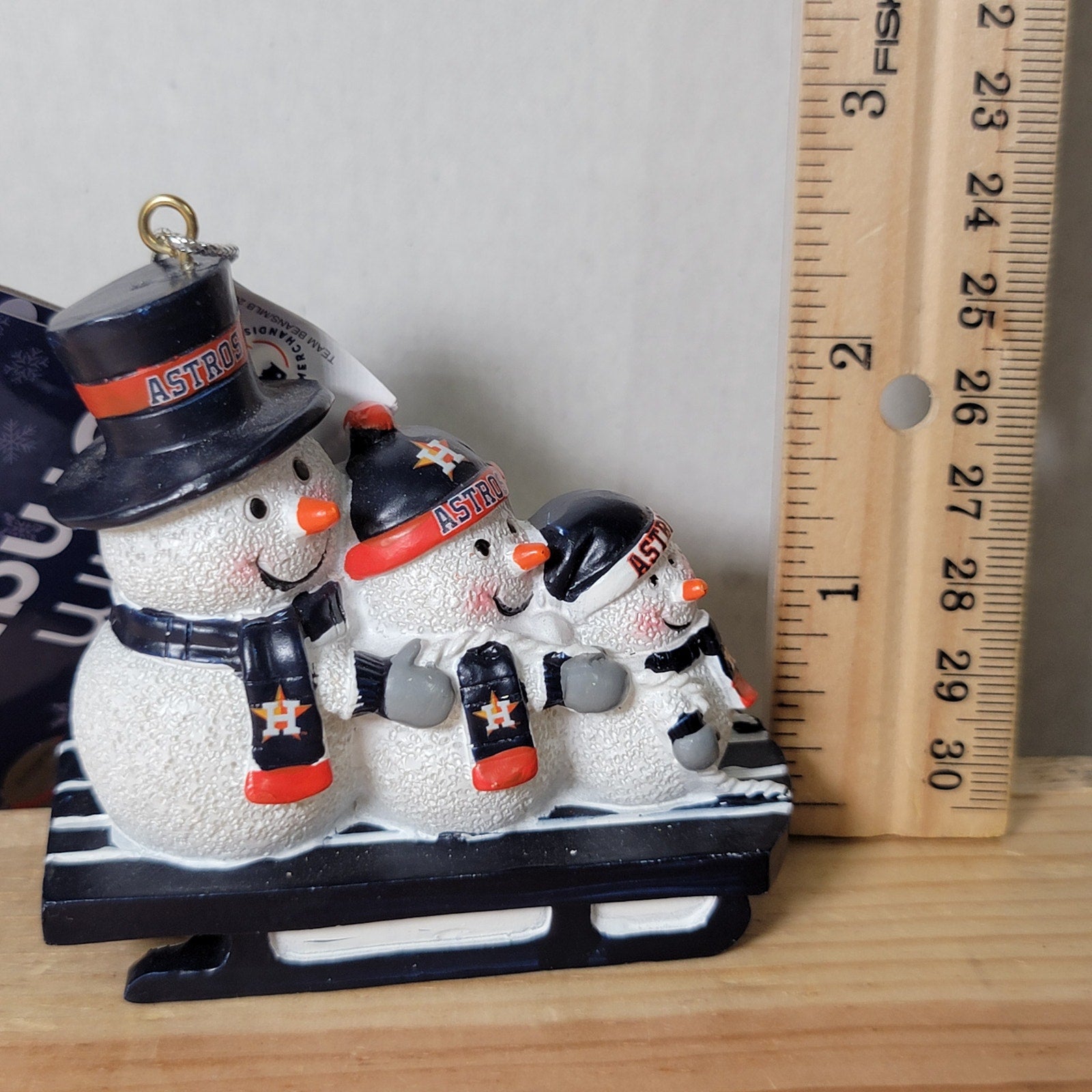MLB Houston Astros Christmas Ornament 3 Snowmen on a Sled - NWT