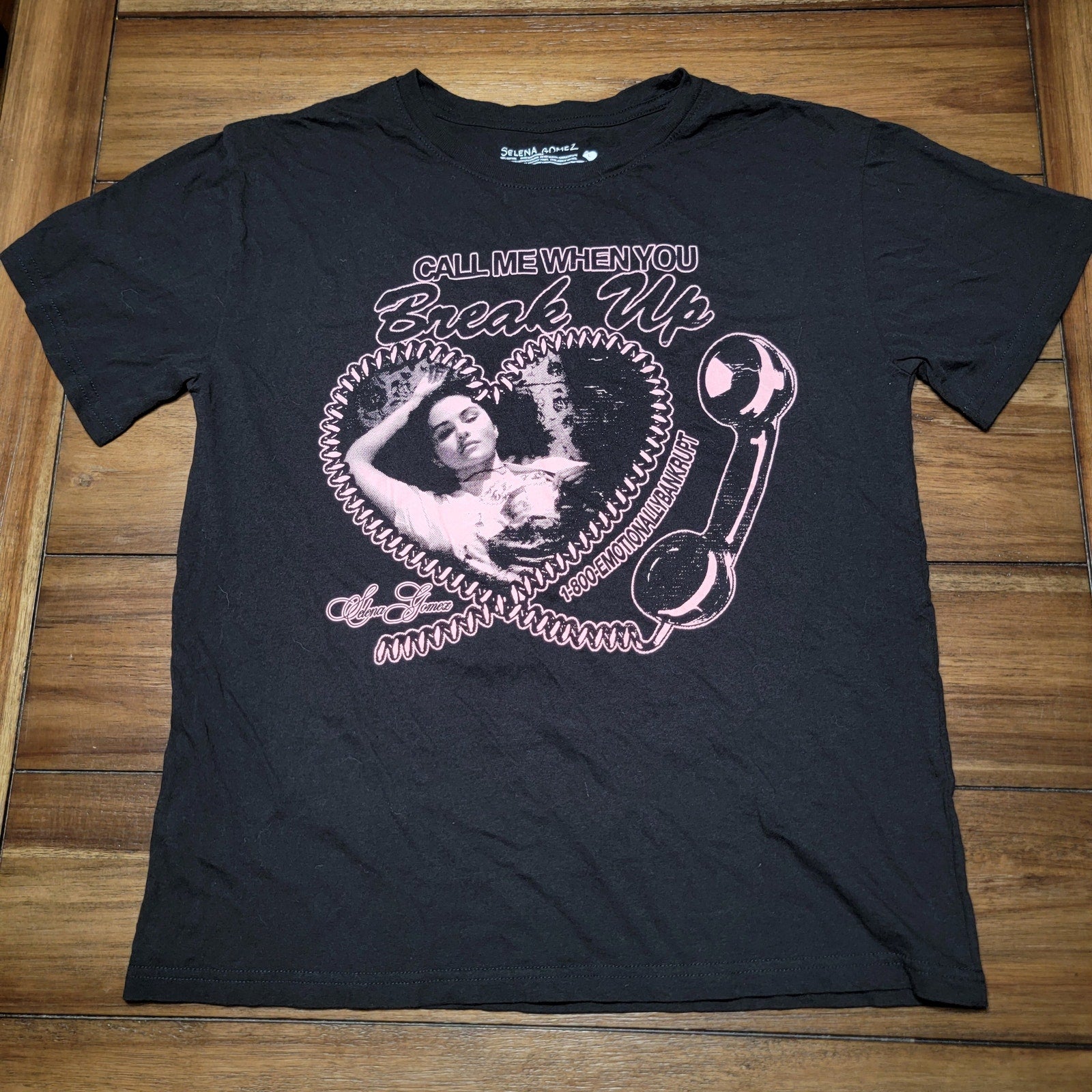 Selena Gomez Black Tee "Call Me When You Break Up" - Size Large