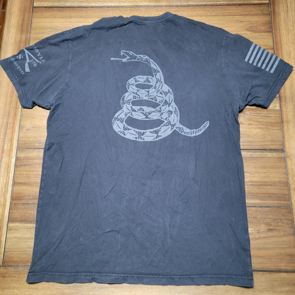 Grunt Style Black Unisex Tee Don't Tread On Me Snake - Size Large