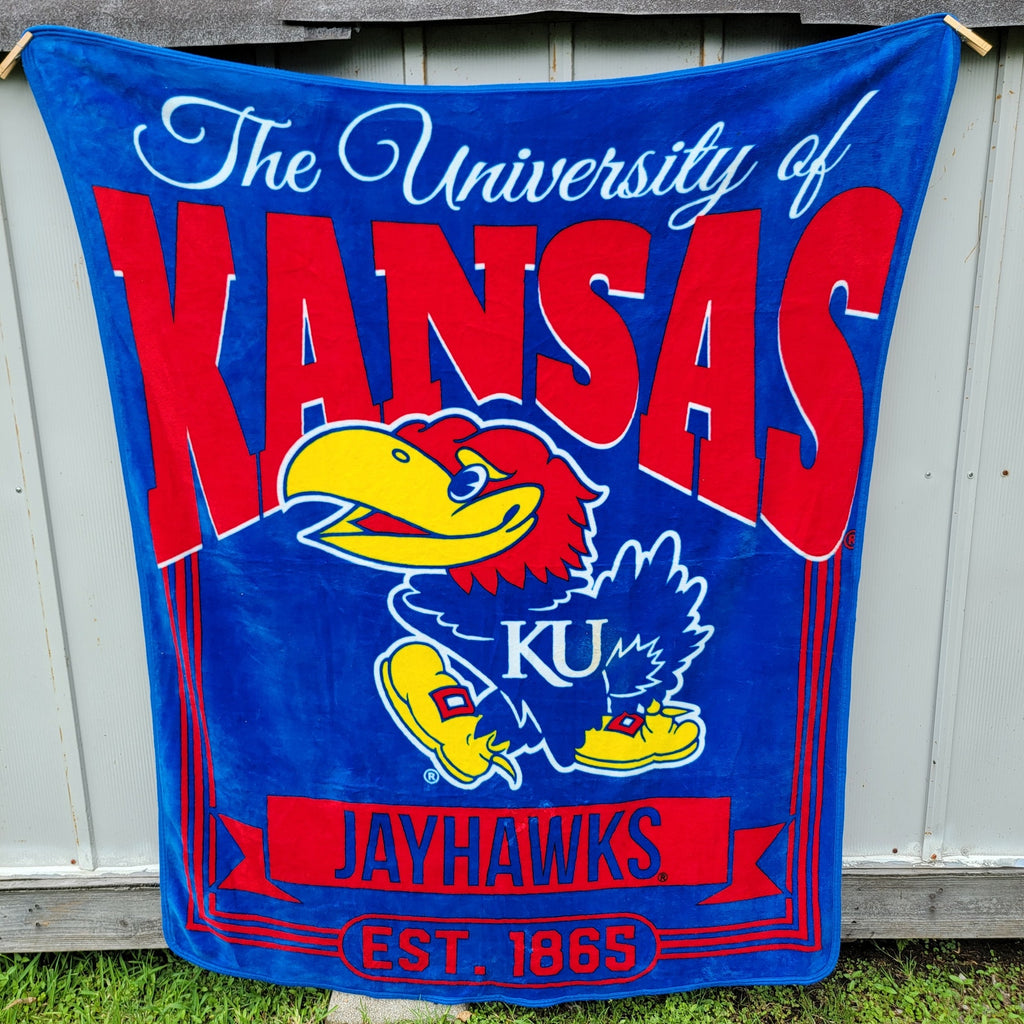 University Of Kansas Jayhawks Blue & Red Fleece Throw - 57" x 68"