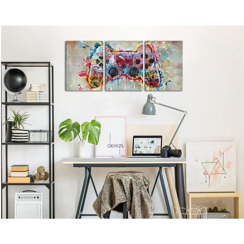 3 Pc Graffiti-Style Video Game Controller Canvas Print
