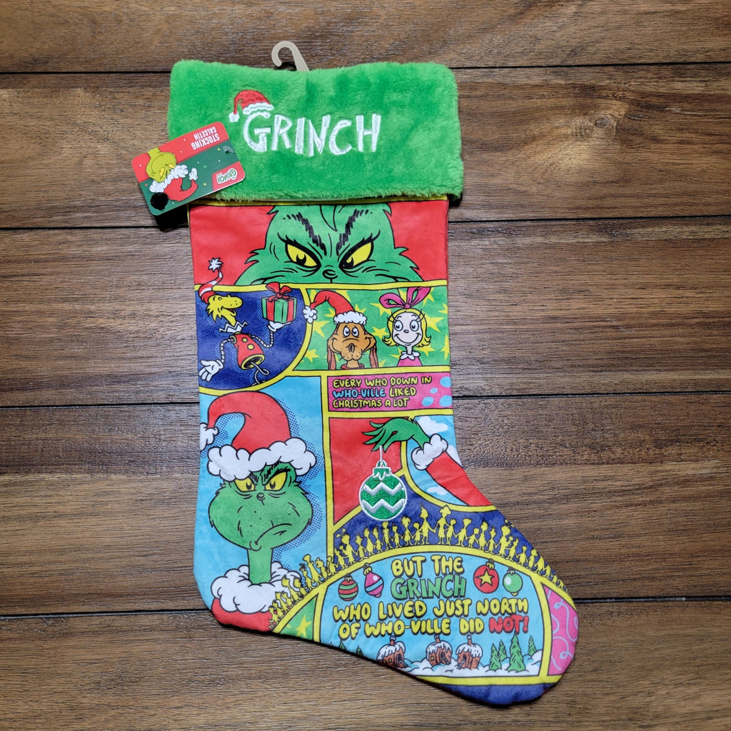 Grinch Comic Strip Style Christmas Stocking - NWT