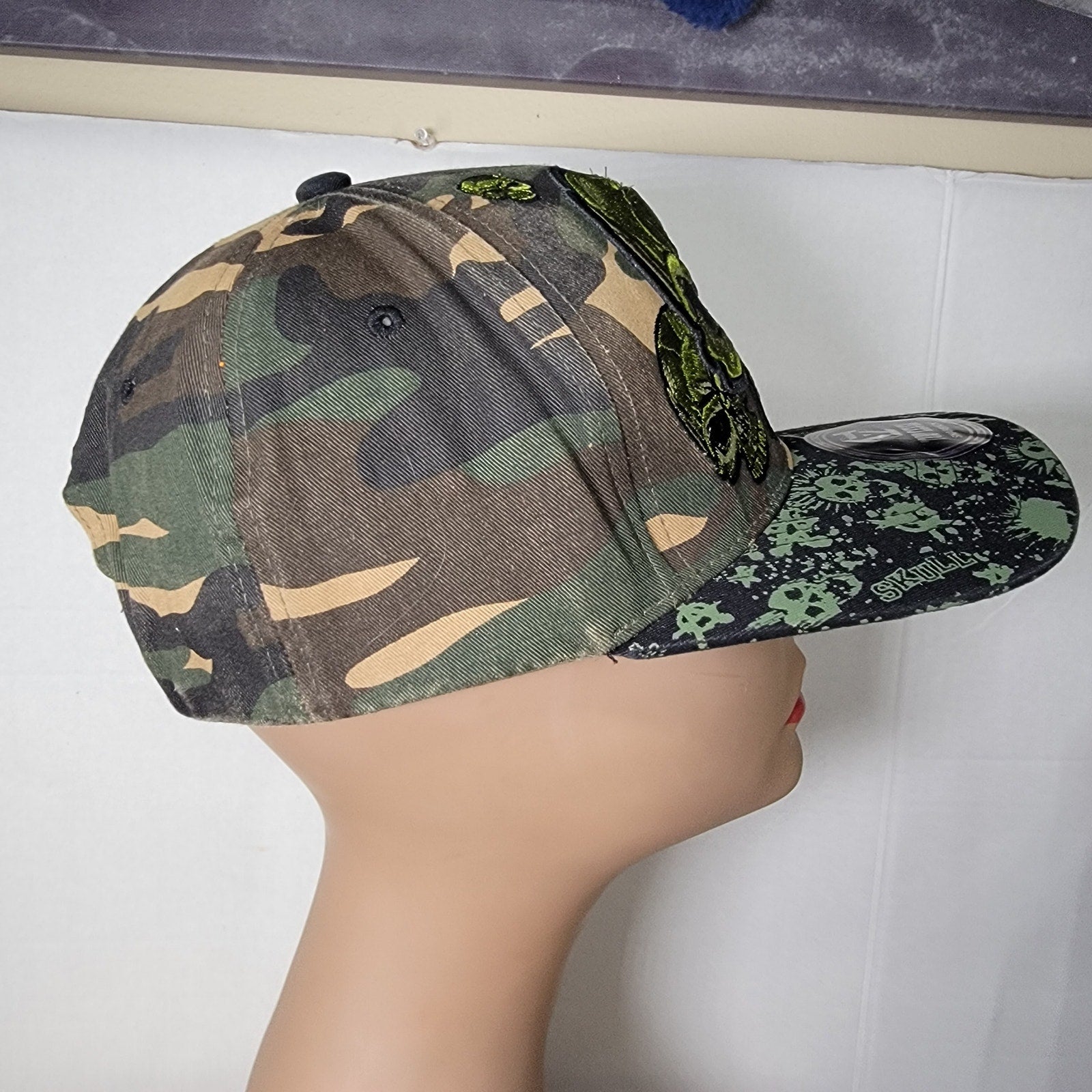 Top Level Green Camo Green Skull Snapback Ballcap