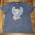 Willie Nelson Faded Black Unisex Tee Eagle & Guitar - Size Large