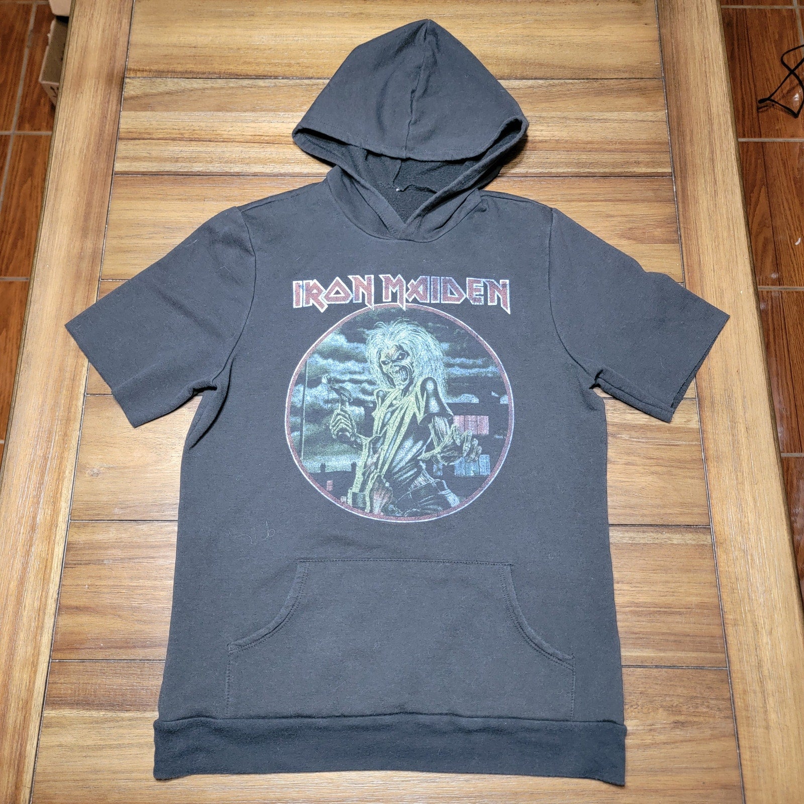 Iron Maiden Short Sleeve Pullover Black Hoodie - Size Small