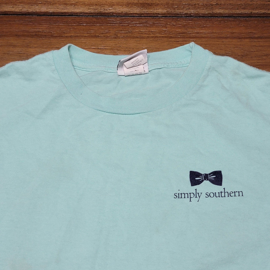 Simply Southern LS Teal Tee "Stamps Of The South" - Size Small