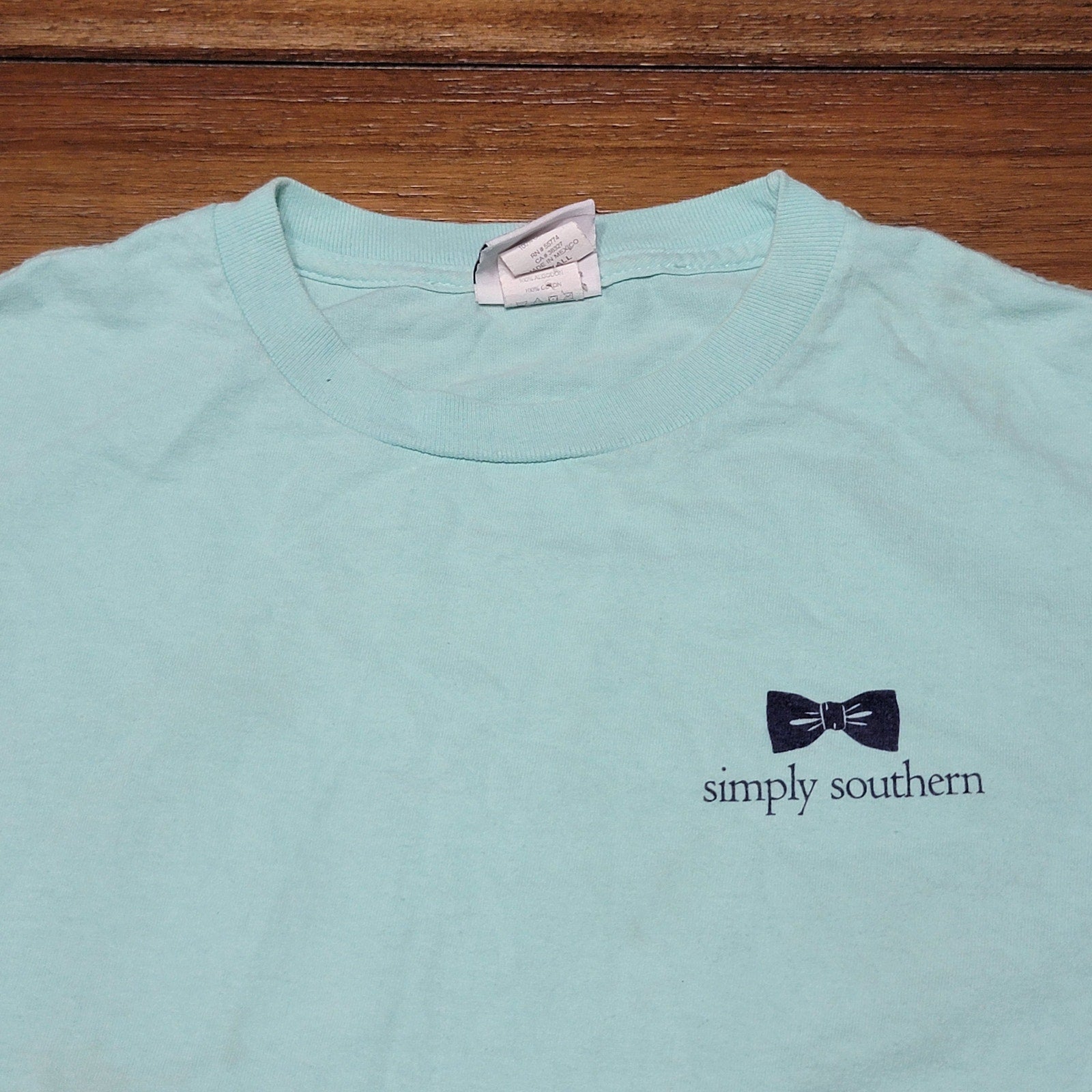 Simply Southern LS Teal Tee "Stamps Of The South" - Size Small