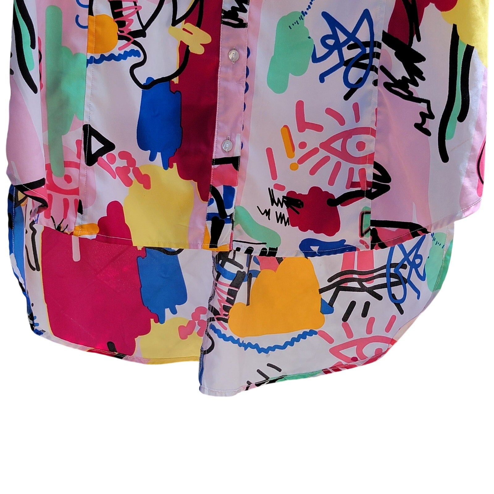 Thread Story Retro 80's Print Full Button Up Blouse - Size 3X