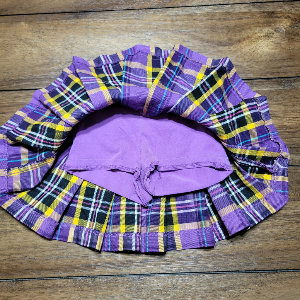 Place Toddler Purple & Yellow Pleated Plaid Mini Skirt / Skort - Size 4T