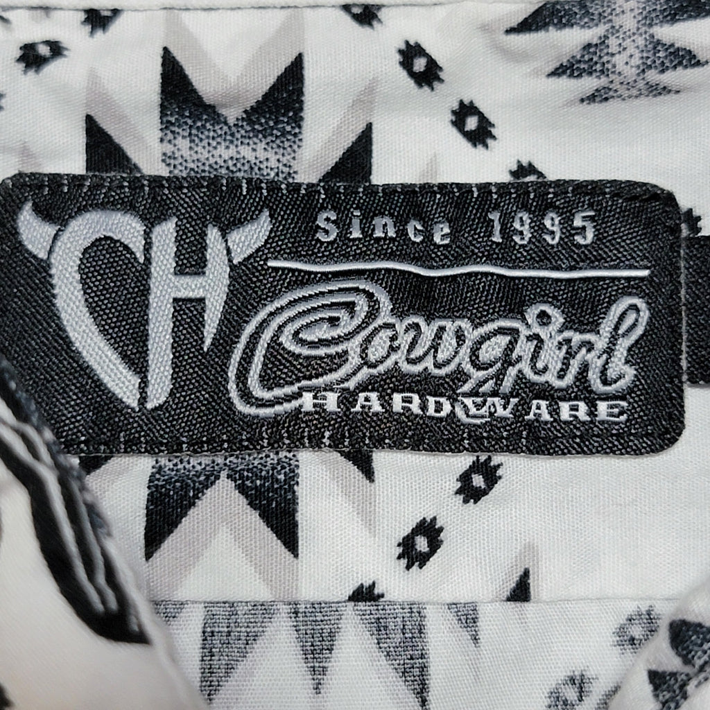 Cowgirl Hardware B&W Sleeveless Pearl Snap Western Top w/ Cactus - Size Medium*