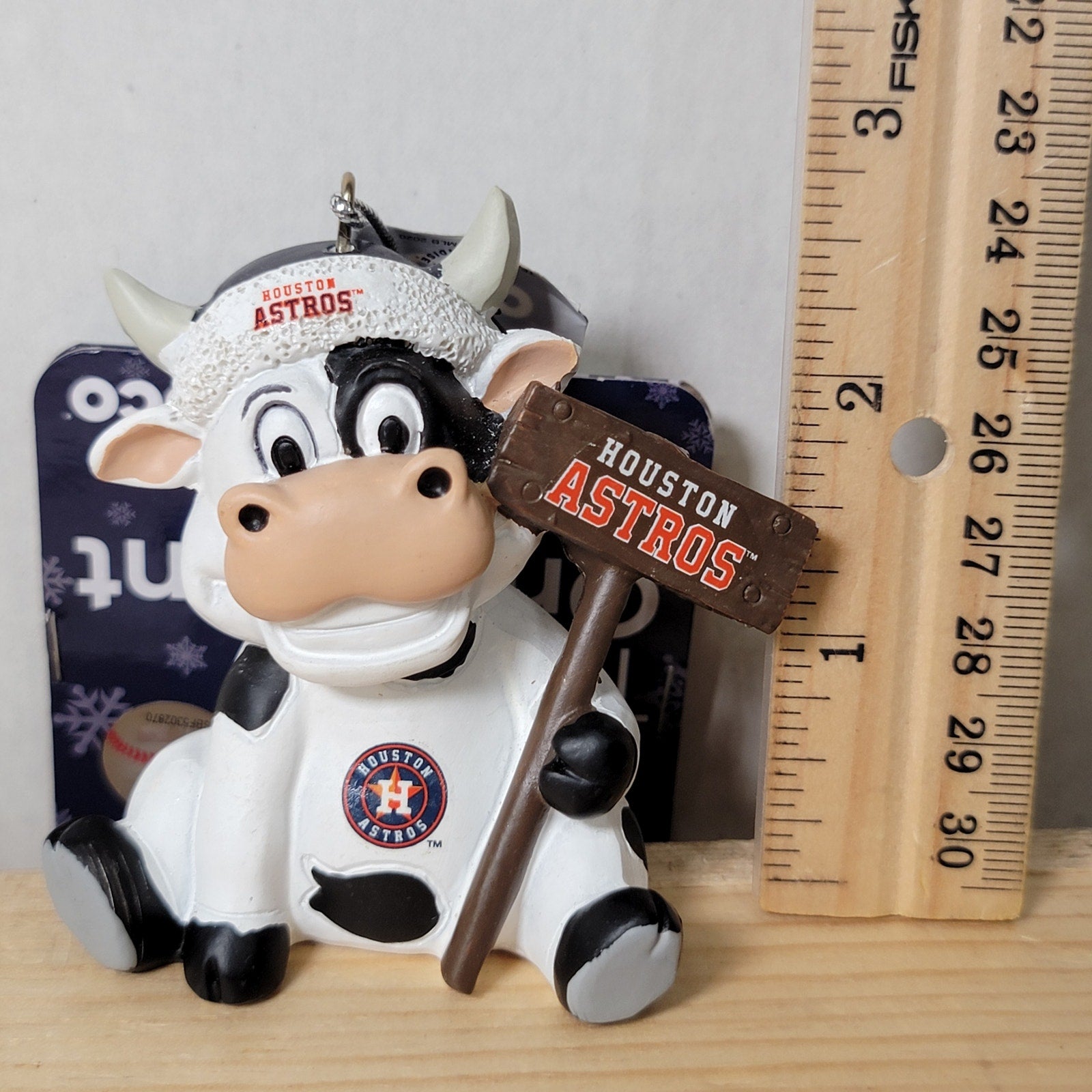 MLB Houston Astros Christmas Ornament Cow in a Santa Hat - NWT