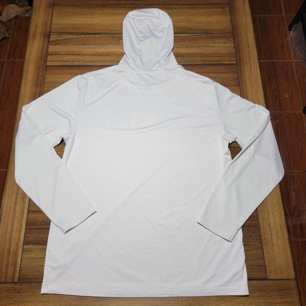 Yeti LS White Hooded Unisex Sunshirt - Size Large