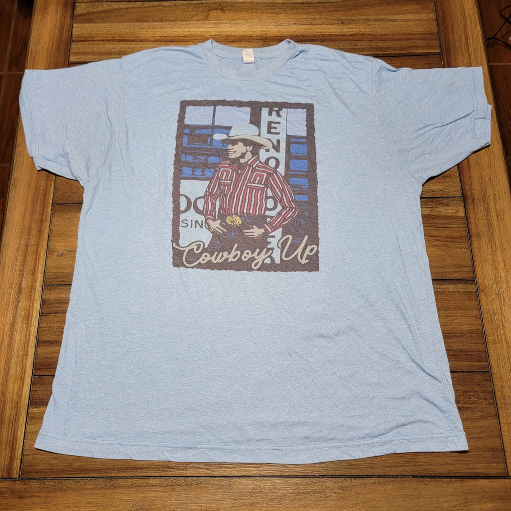 George Strait Blue Unisex Tee "Cowboy Up" - Size XL
