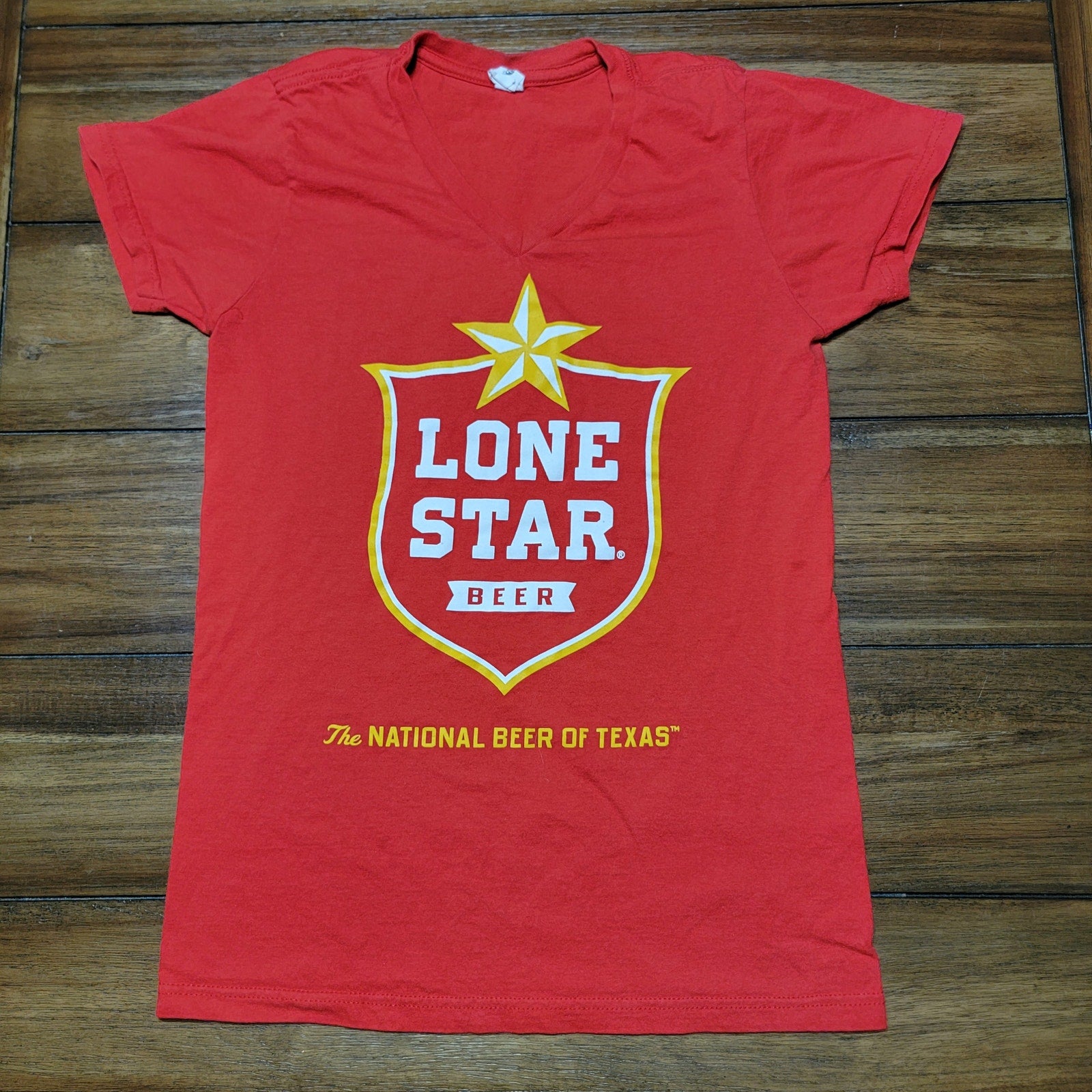 Lone Star Beer V-Neck Red Tee - Size Junior Small