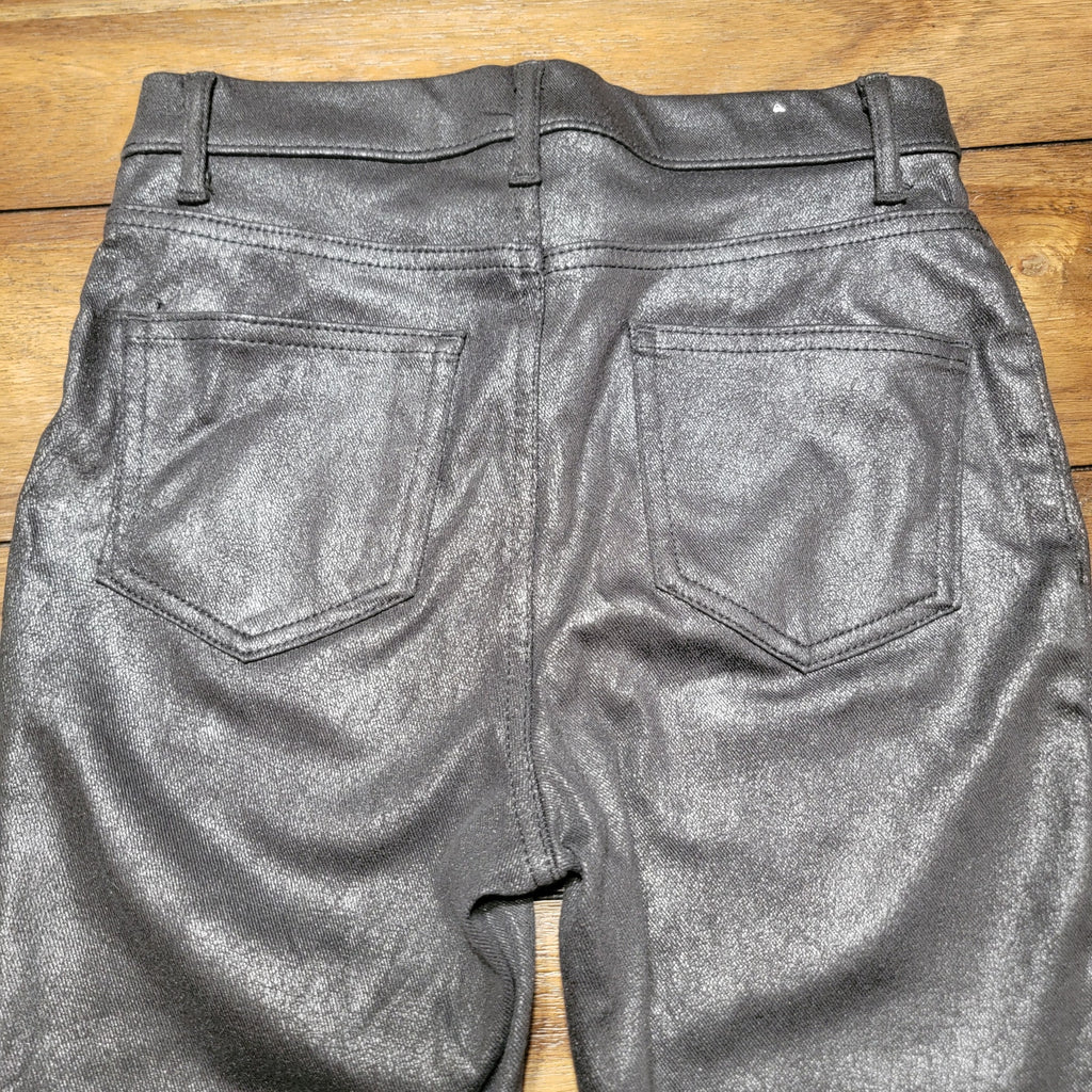 Time And Tru Pull On Black Faux Leather Pants w/ Small Belt - Size XS (0-2)