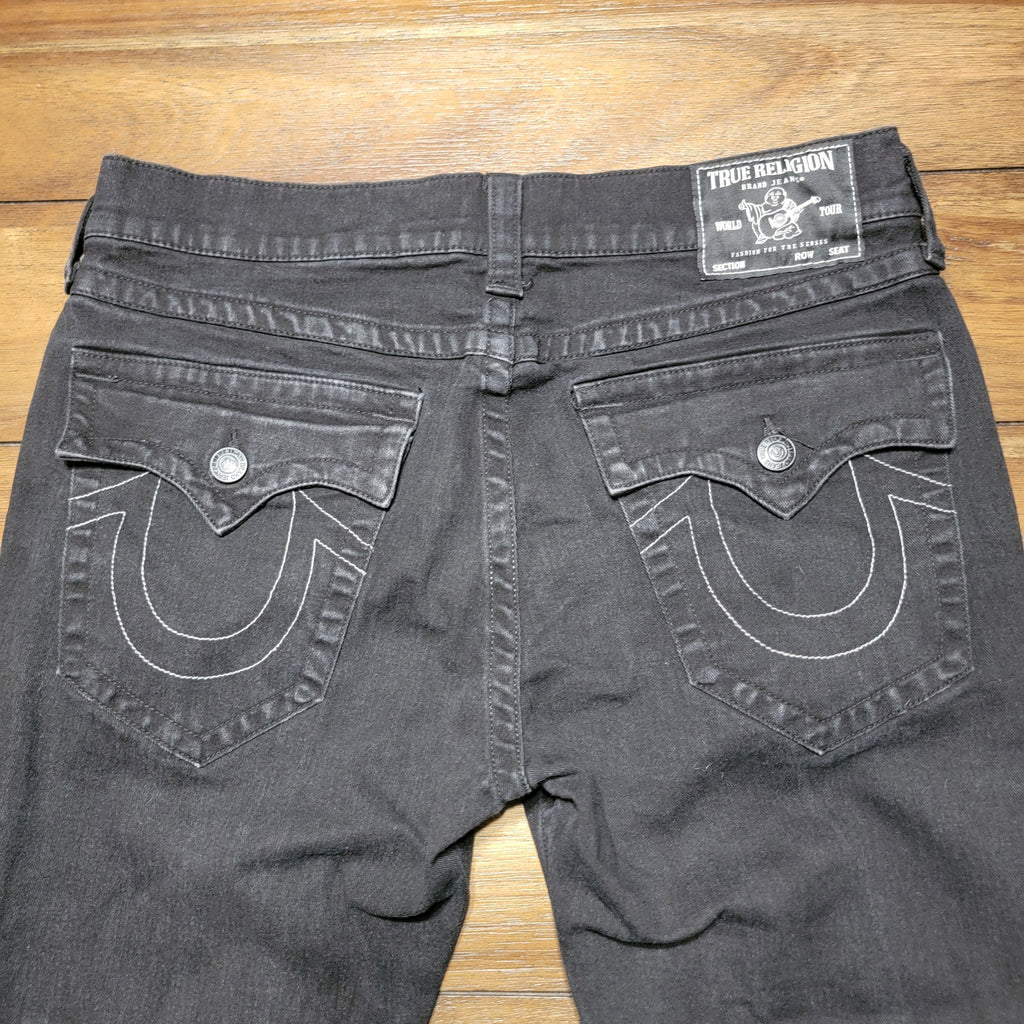 True Religion Rocco Relaxed Skinny Black Denim Jeans - Size 34