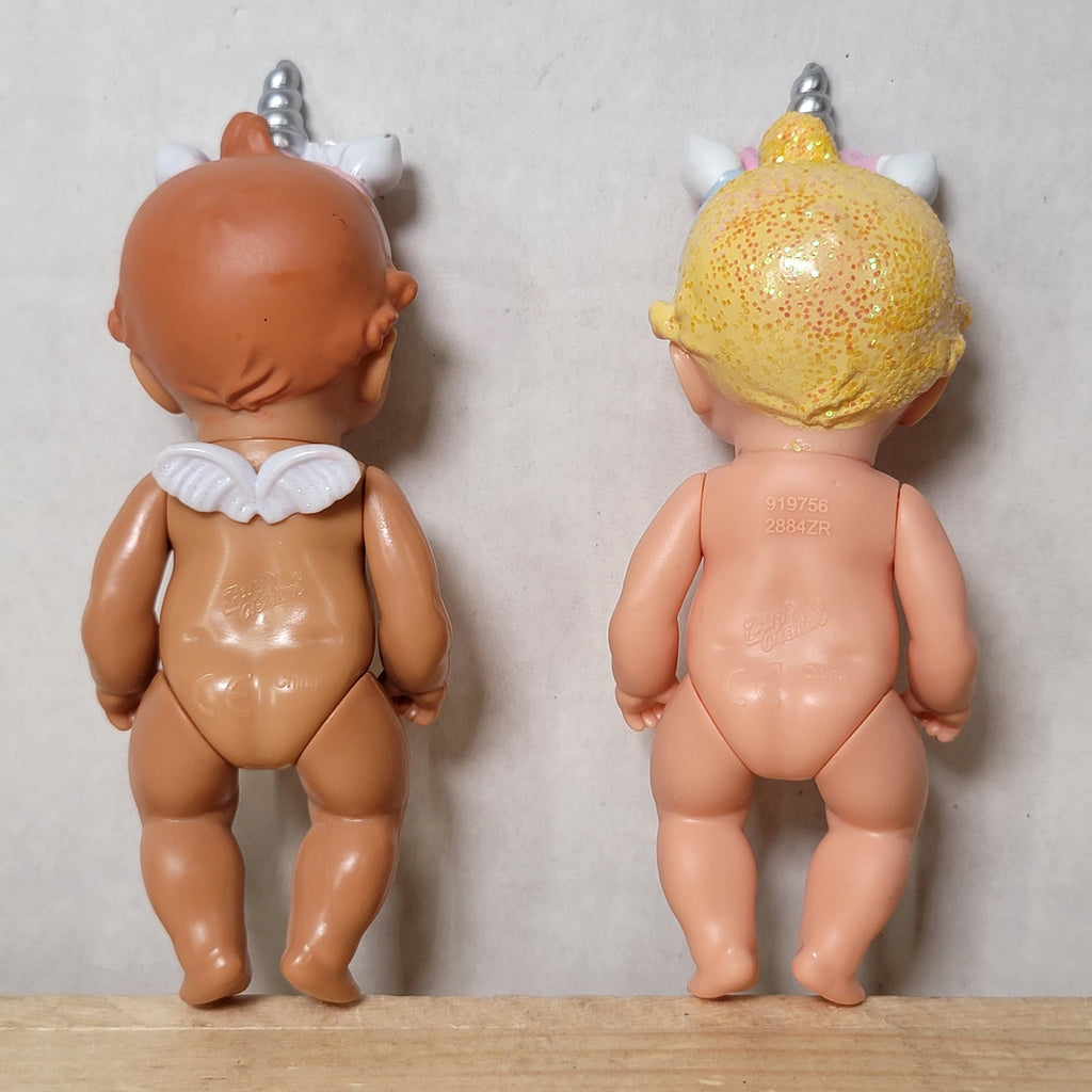 Set of 2 Zapf Creation Baby Born Surprise Mini Dolls Blonde Glitter & Brown Hair
