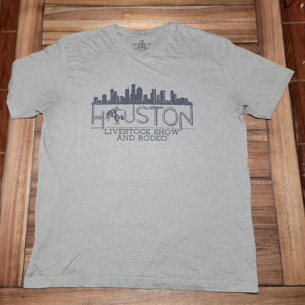 Houston Livestock Show & Rodeo Green/Grey Unisex Tee Skyline - Size 2XL