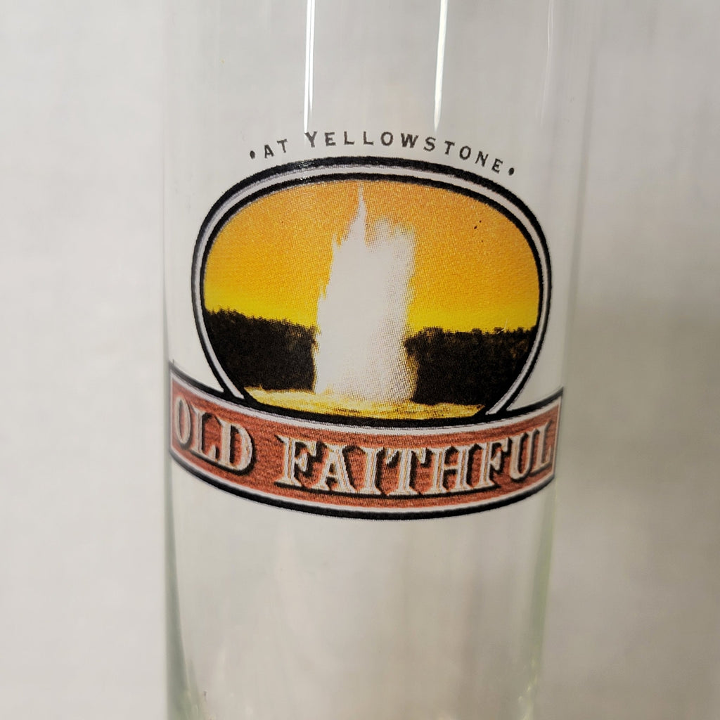 Yellowstone Old Faithful Tall Glass w/ Gold Rim