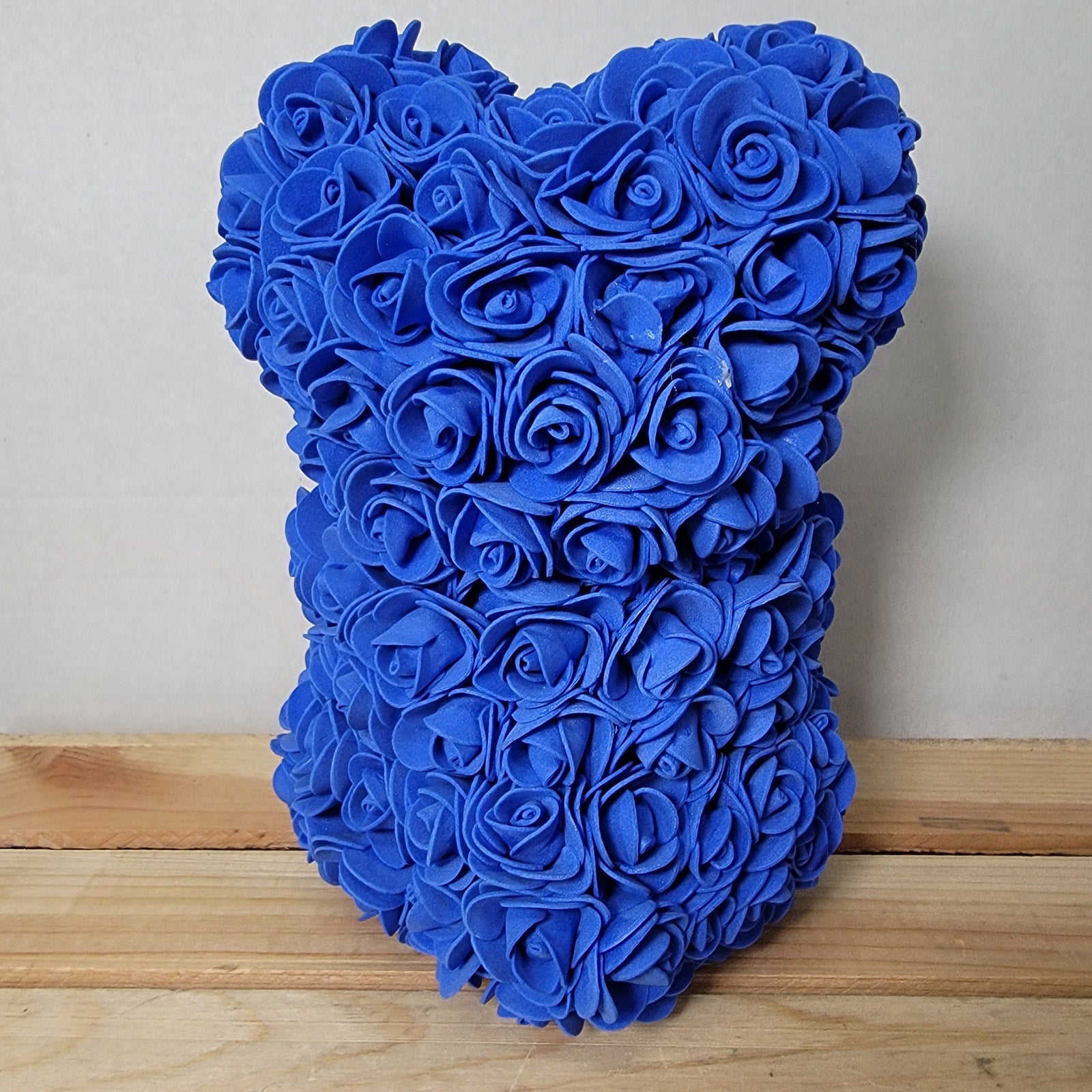 Dark Blue Foam Rose Teddy Bear w/ "Just For You" Ribbon