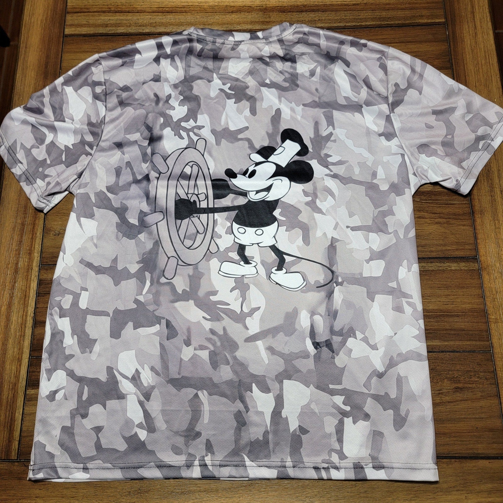 Unbranded Grey Camo Steamboat Willie Mickey Unisex Tee - Size XXL