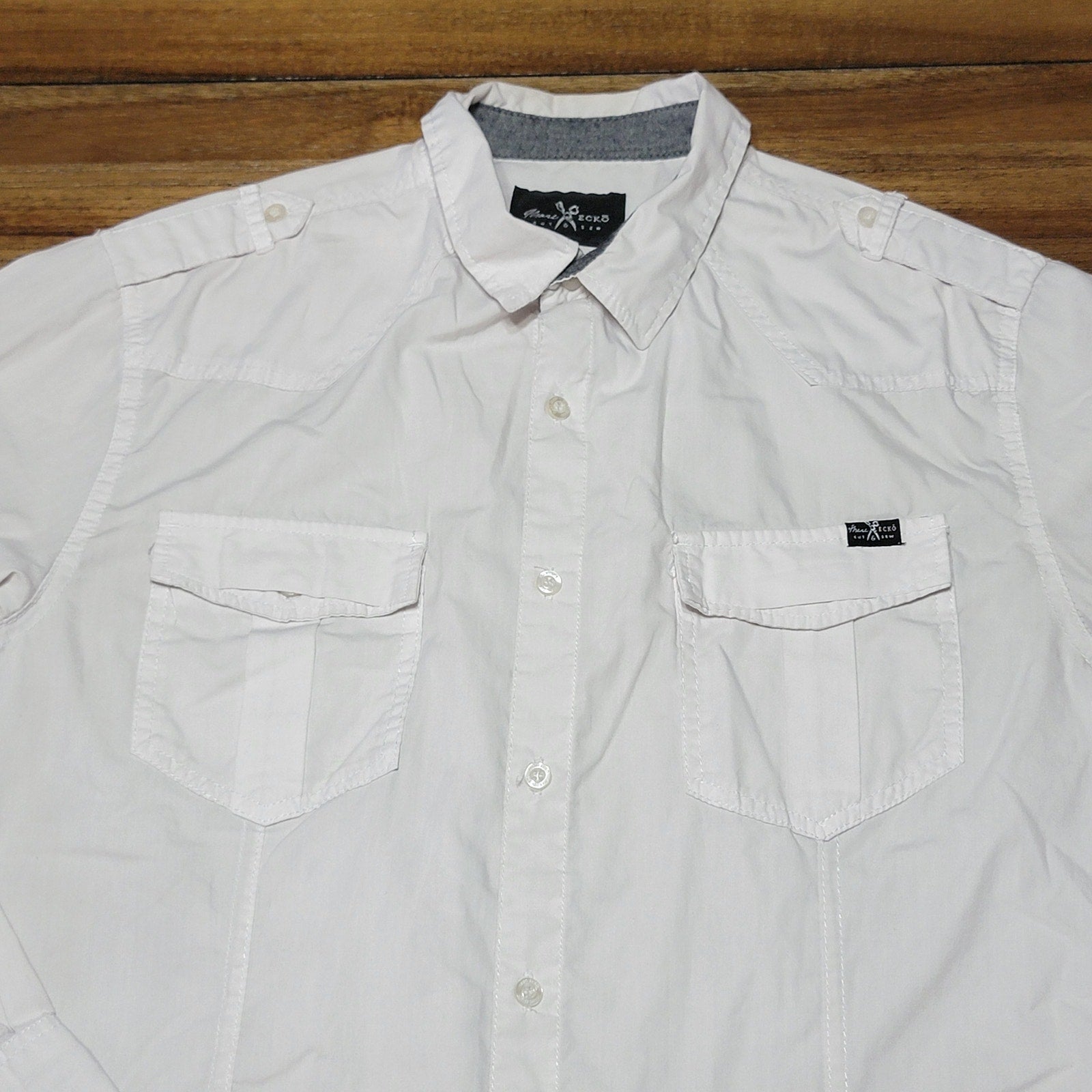 Marc Ecko Cut & Sew LS White Button Up Shirt - Size Large