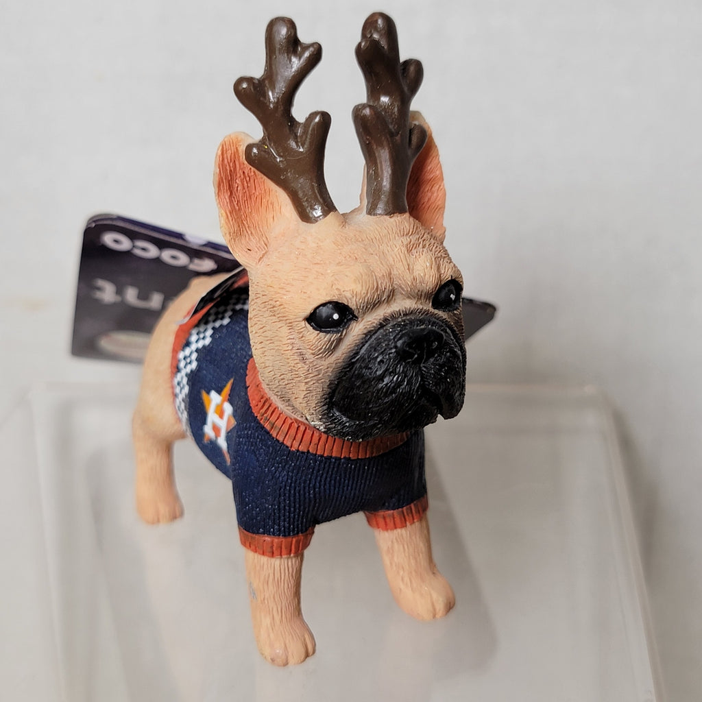 MLB Houston Astros Christmas Ornament Sweater Wearing French Bulldog - NWT
