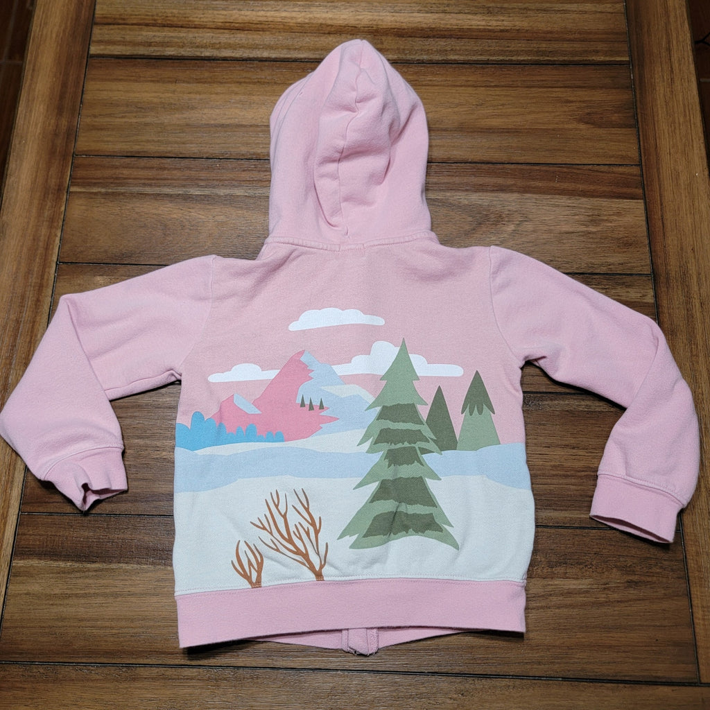Disney Girls LS Hooded Pink Full Zip Jacket Ice Skating Minnie - Size 7/8
