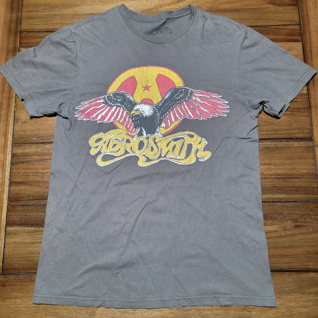 Aerosmith Grey Unisex Tee Eagle Logo - Size Medium