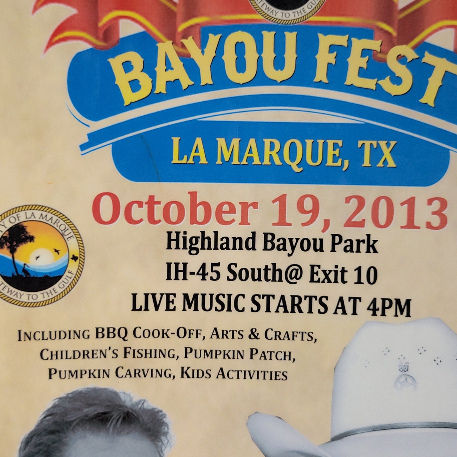 2013 Bayou Fest Laminated Poster w/ Doug Stone, Pee Wee Bowen & Johnny Lee