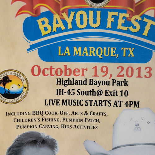 2013 Bayou Fest Laminated Poster w/ Doug Stone, Pee Wee Bowen & Johnny Lee