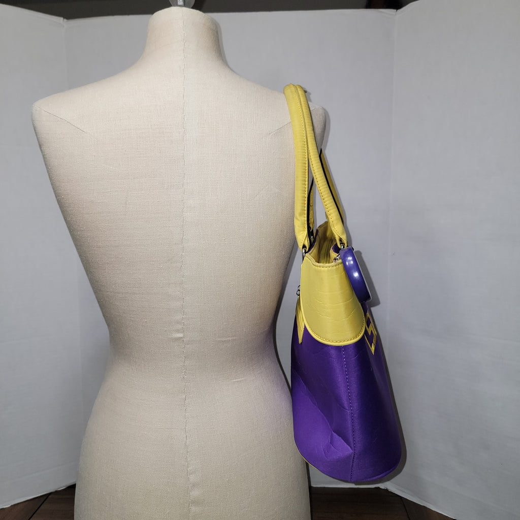 Sandol Purple & Yellow LSU Double Handle Purse
