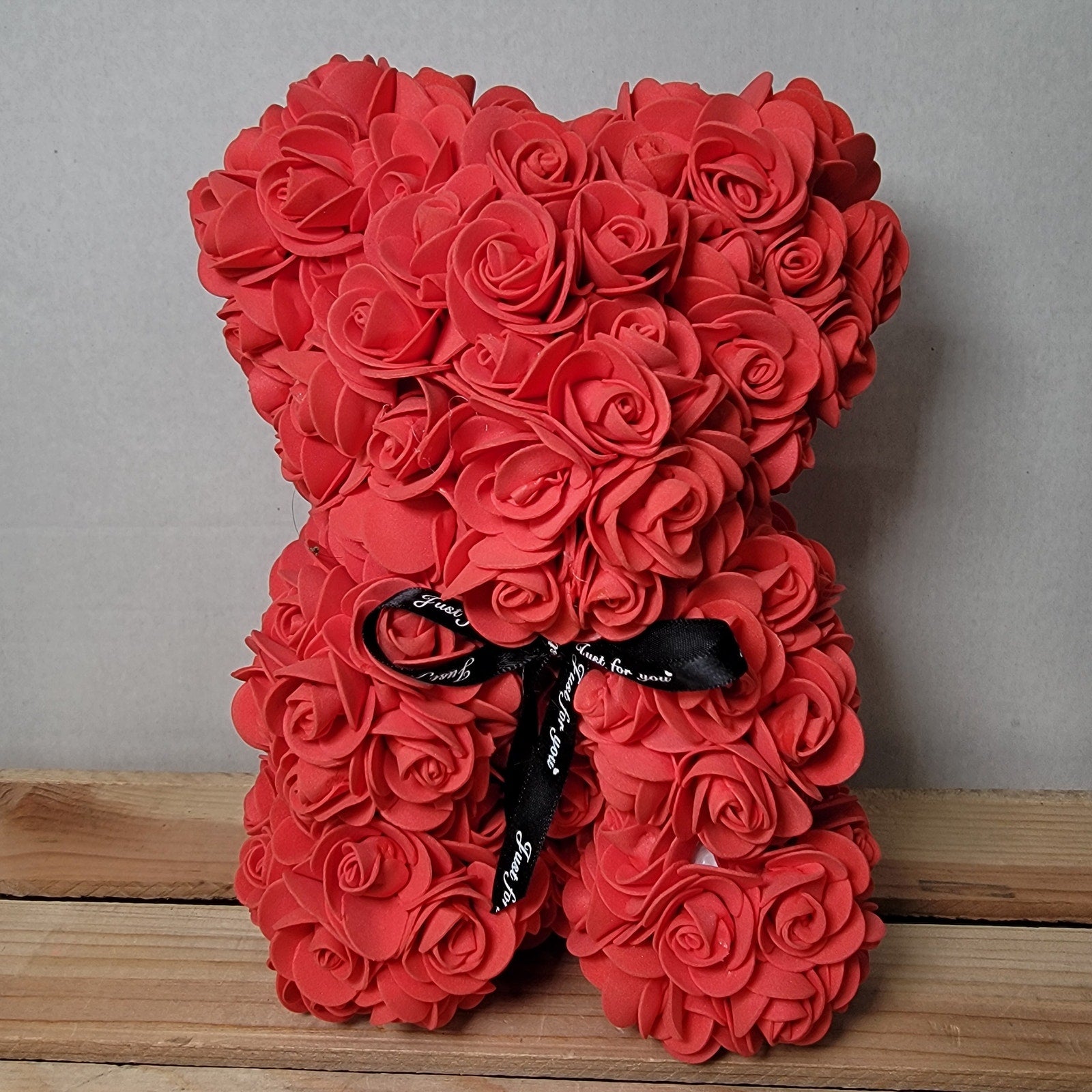 Red Foam Rose Teddy Bear w/ "Just For You" Ribbon