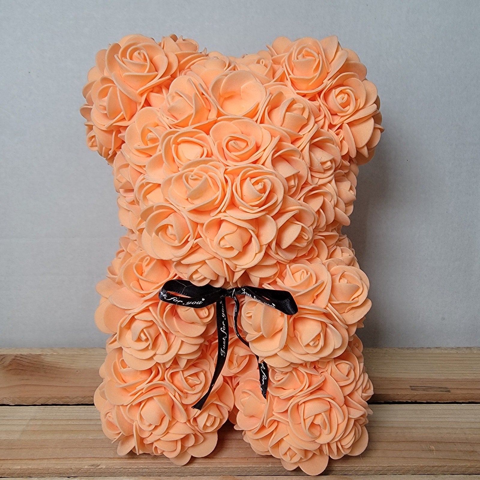Orange Foam Rose Teddy Bear w/ "Just For You" Ribbon