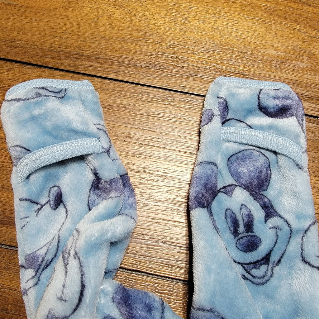 Disney Baby Infant Blue Sherpa Footed Coverall Mickey Heads - Size 6/9M