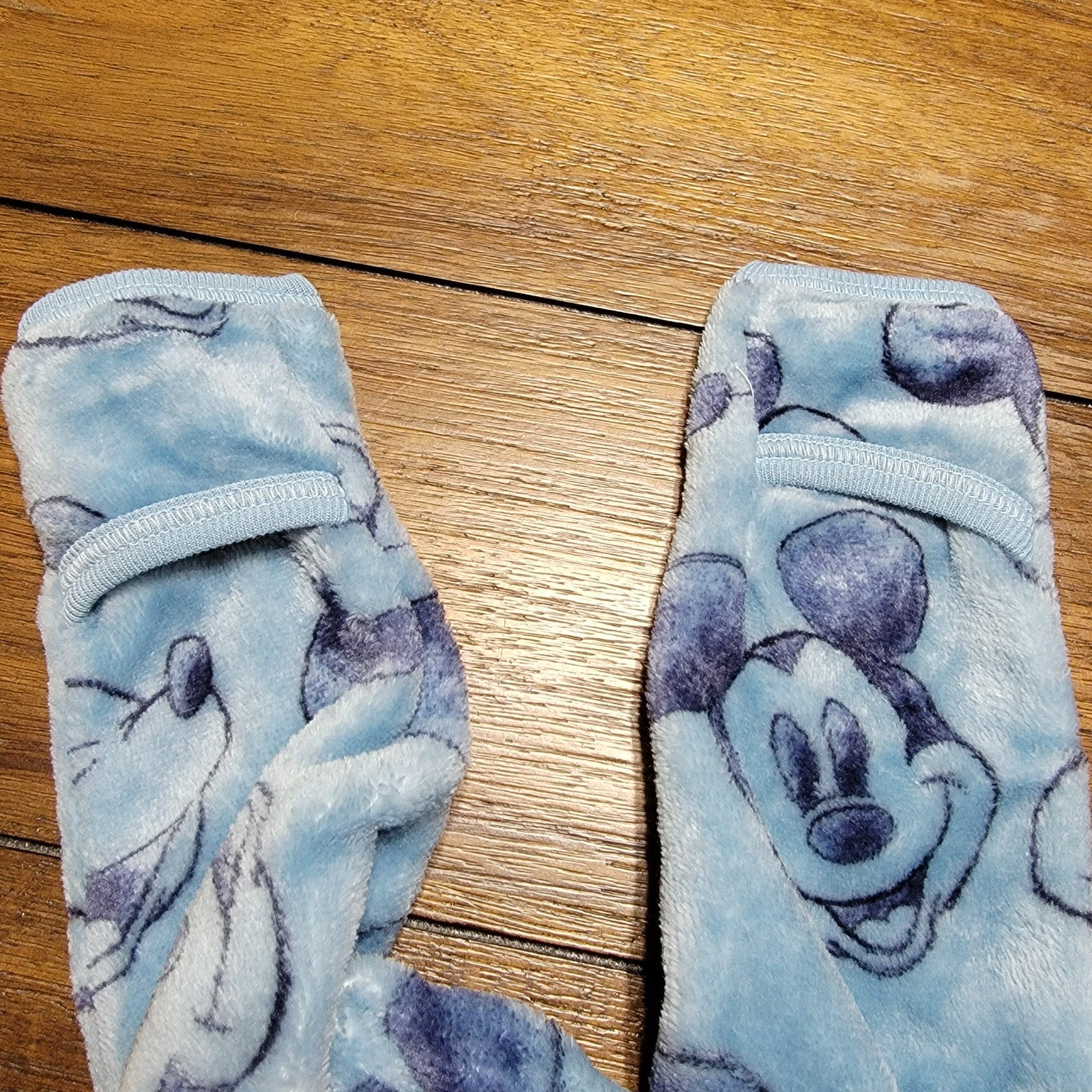 Disney Baby Infant Blue Sherpa Footed Coverall Mickey Heads - Size 6/9M