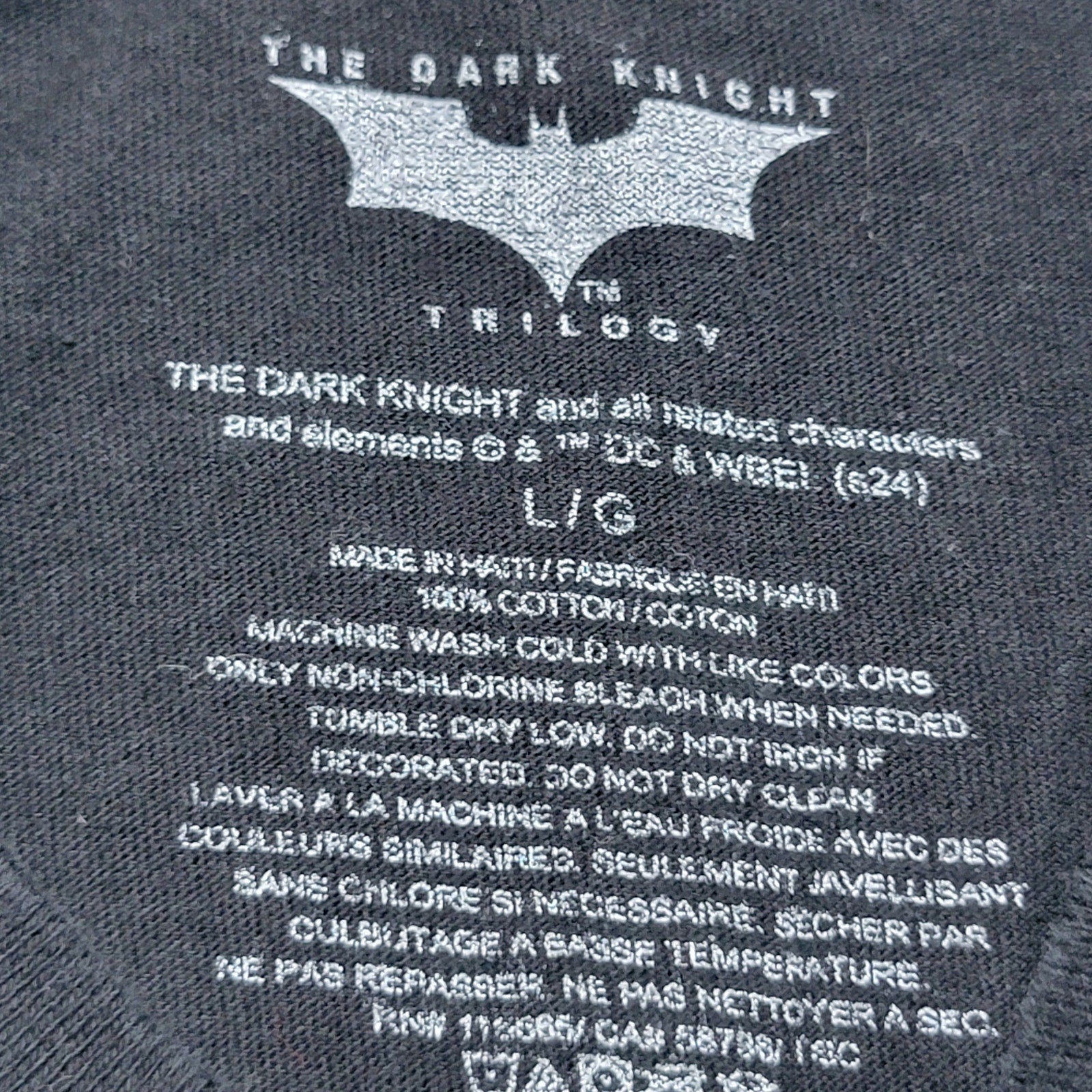 The Dark Knight Trilogy Black Unisex Tee Joker "Why So Serious?" - Size Large