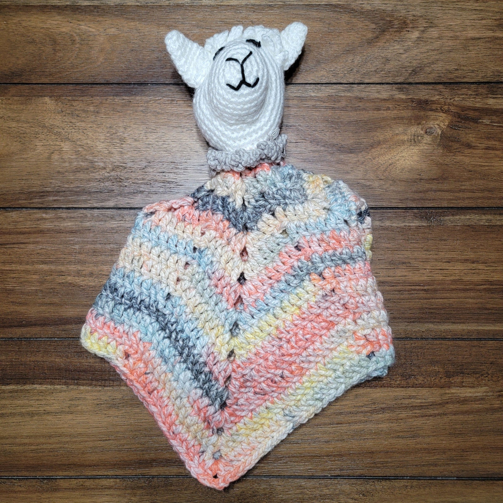 Handmade Crochet Sheep Infant Security Blanket / Lovey