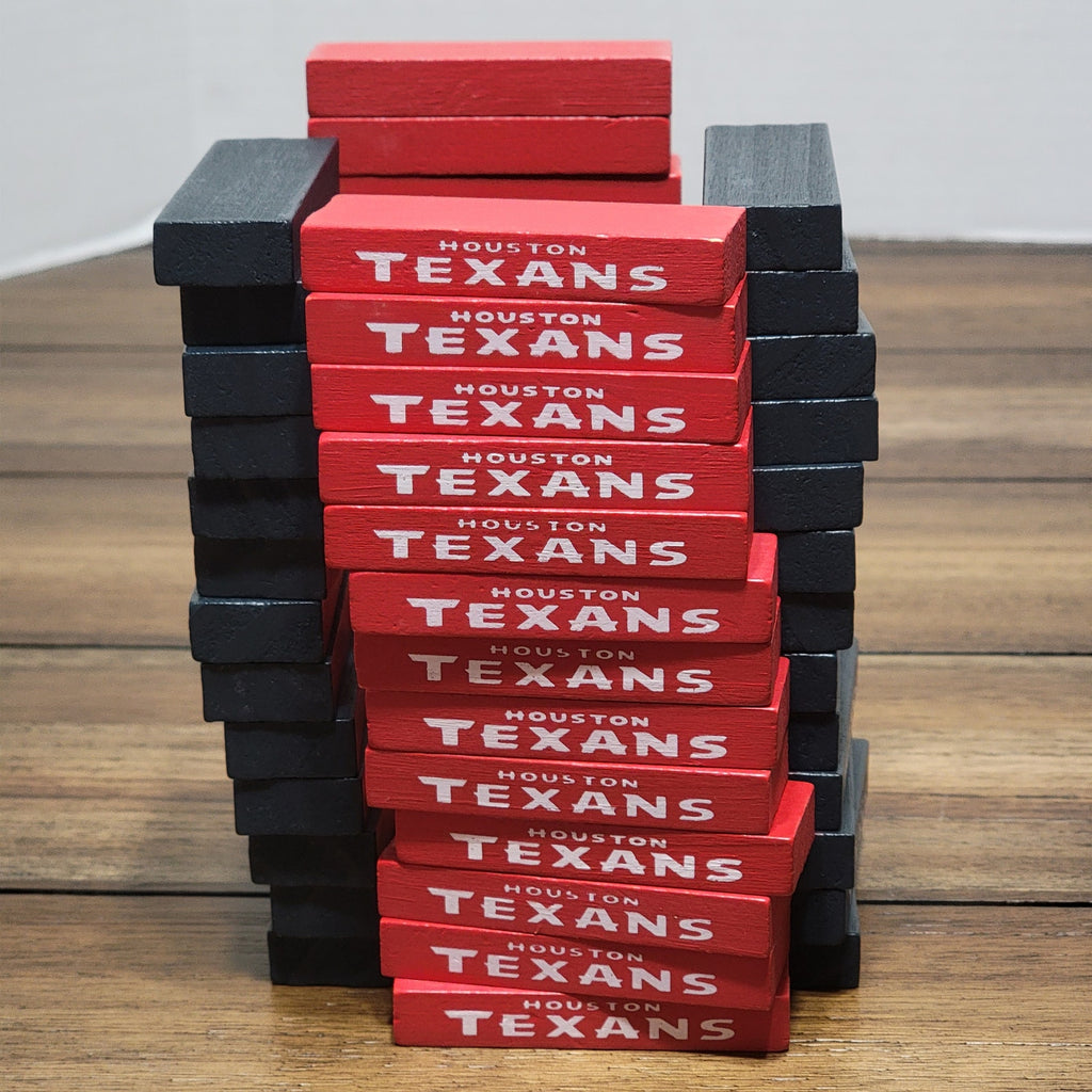 Houston Texans Blue & Red Wooden Tumble Tower Game