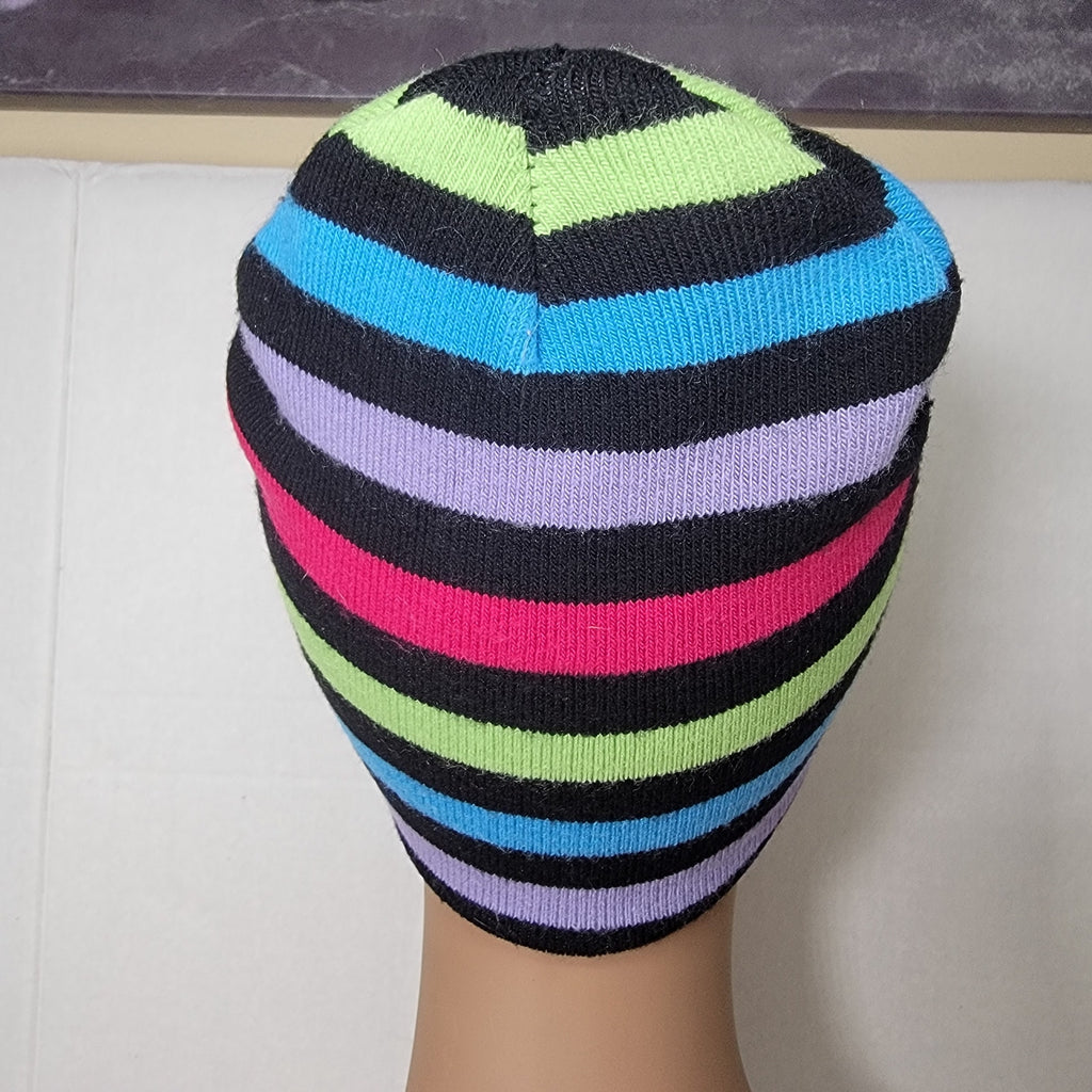 Multi-Color Stripe Knit Beanie w/ XIII Skull and Chaos Star Symbol