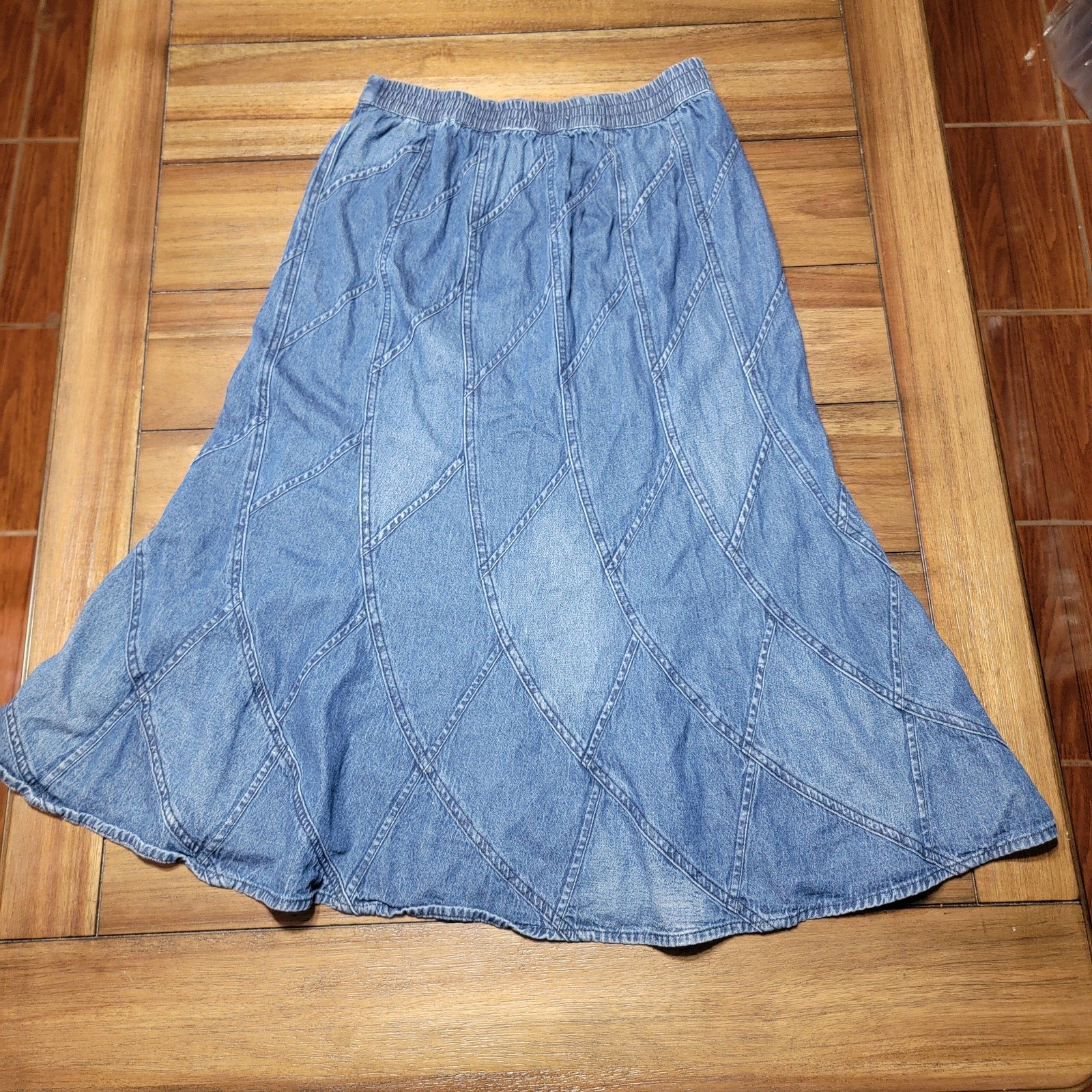 Studio West Thin Denim Maxi Flared Skirt - Size Small