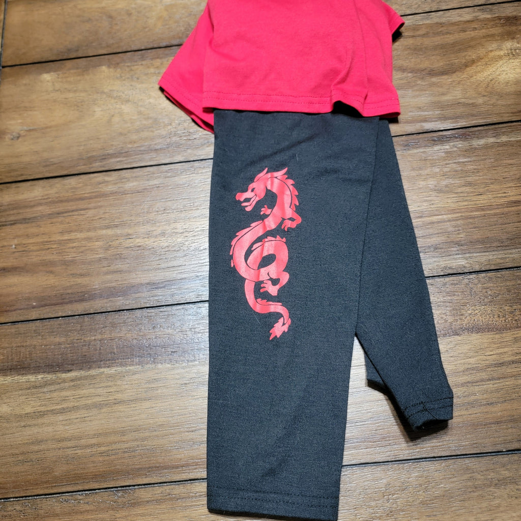 Unbranded LS Red & Black Crop Tee w/ Dragon Sleeves - Size Junior XL