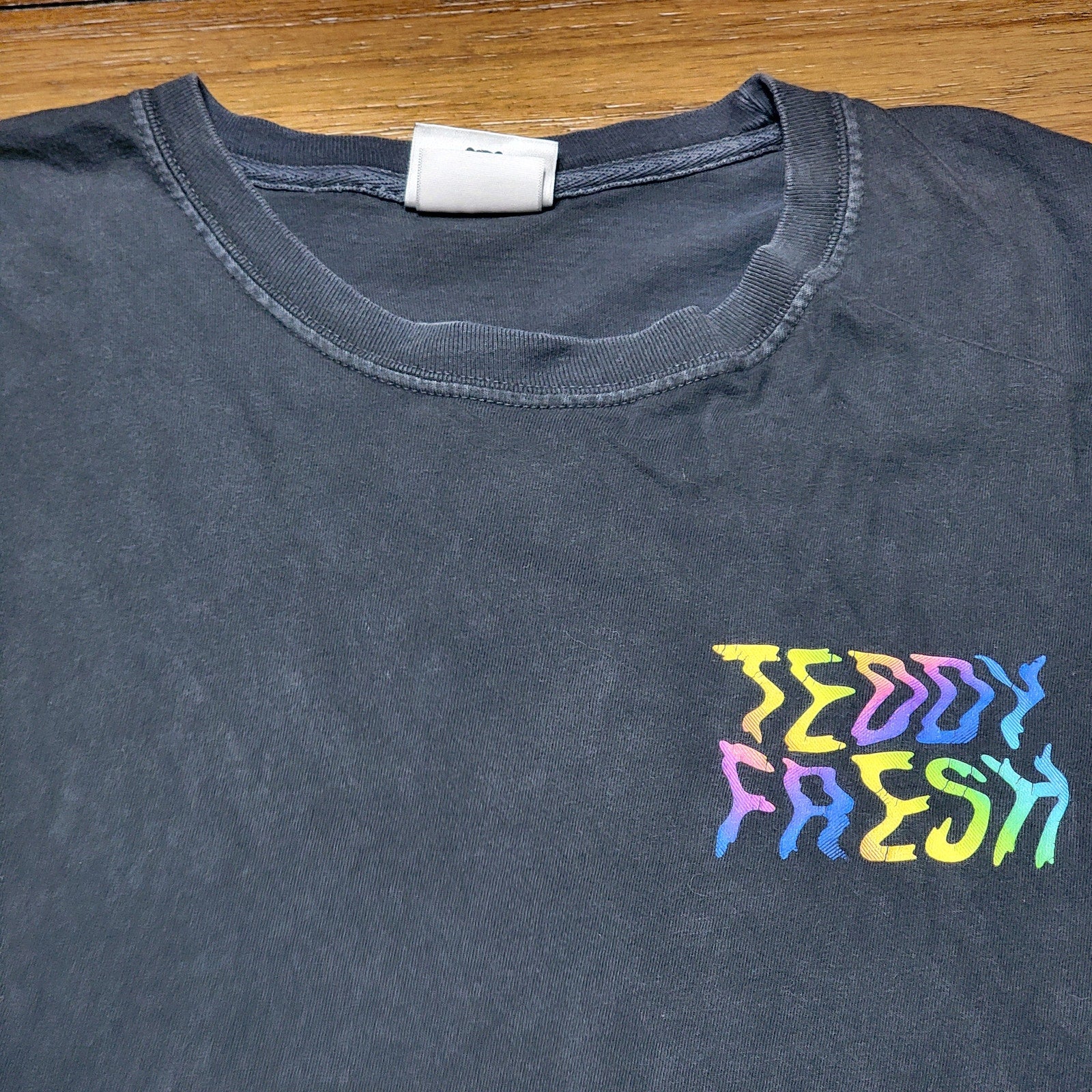 Teddy Fresh Black LS Unisex Tee Shakey Logo & Sleeves Logos - Size Large