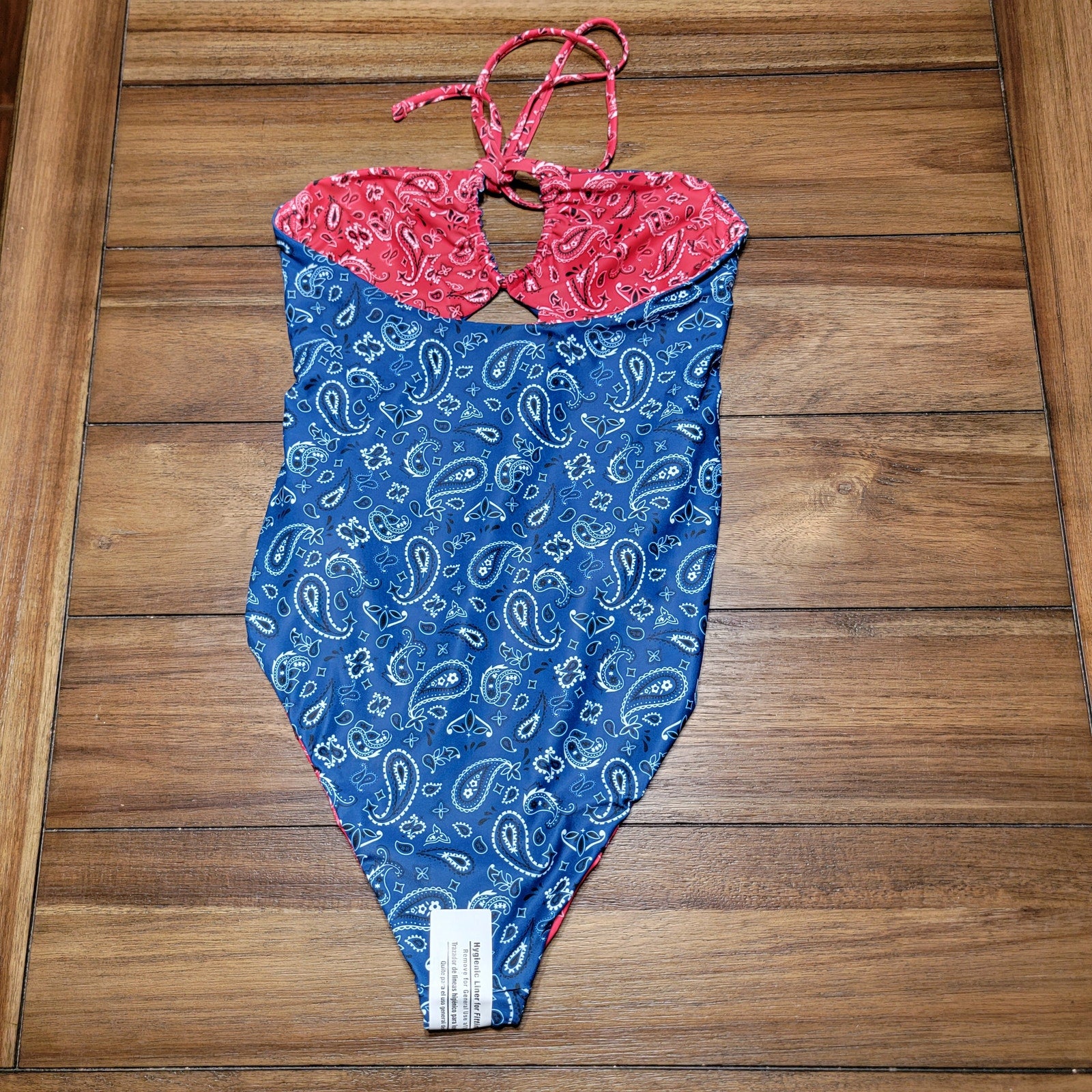No Boundaries Red / Blue Bandanna Pattern Reversible 1 pc Swimsuit - Small