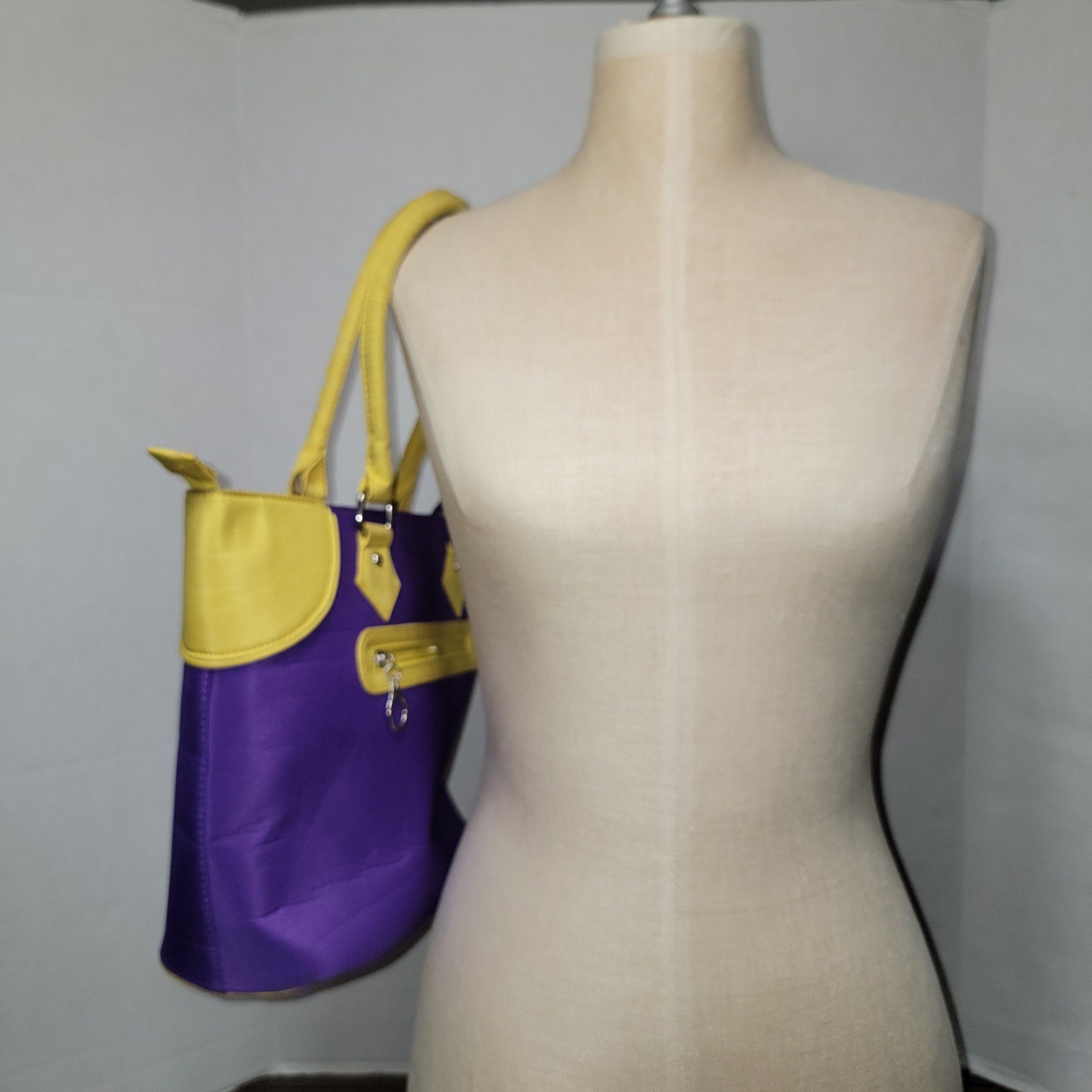 Sandol Purple & Yellow LSU Double Handle Purse