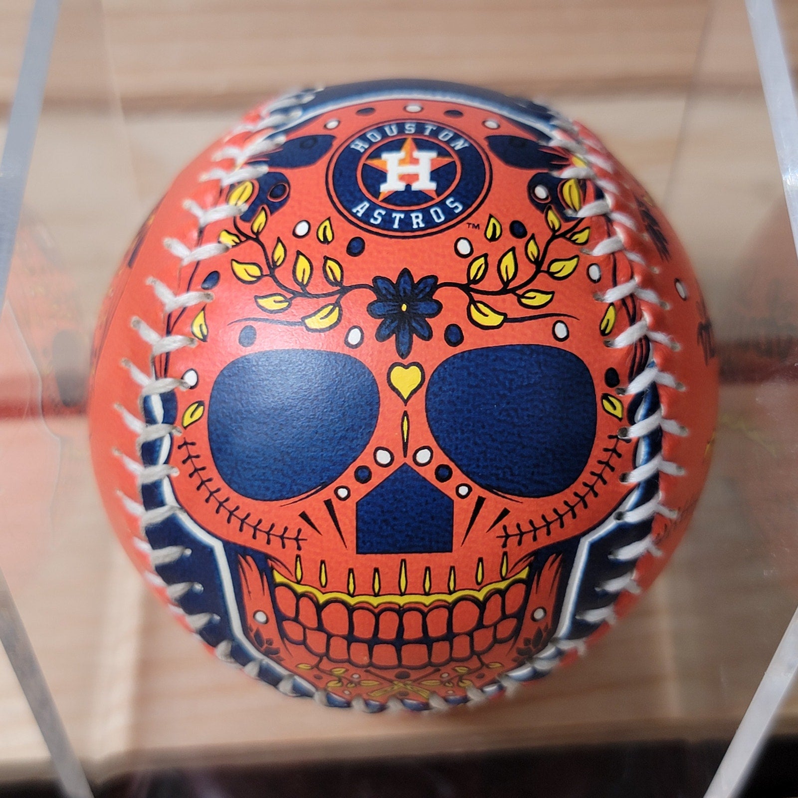 Rawlings Houston Astros Día de los Muertos Orange and Blue Baseball