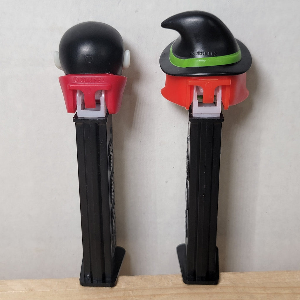 Set of 2 Halloween PEZ Dispensers: 2021 Vampire & 2024 Green Witch