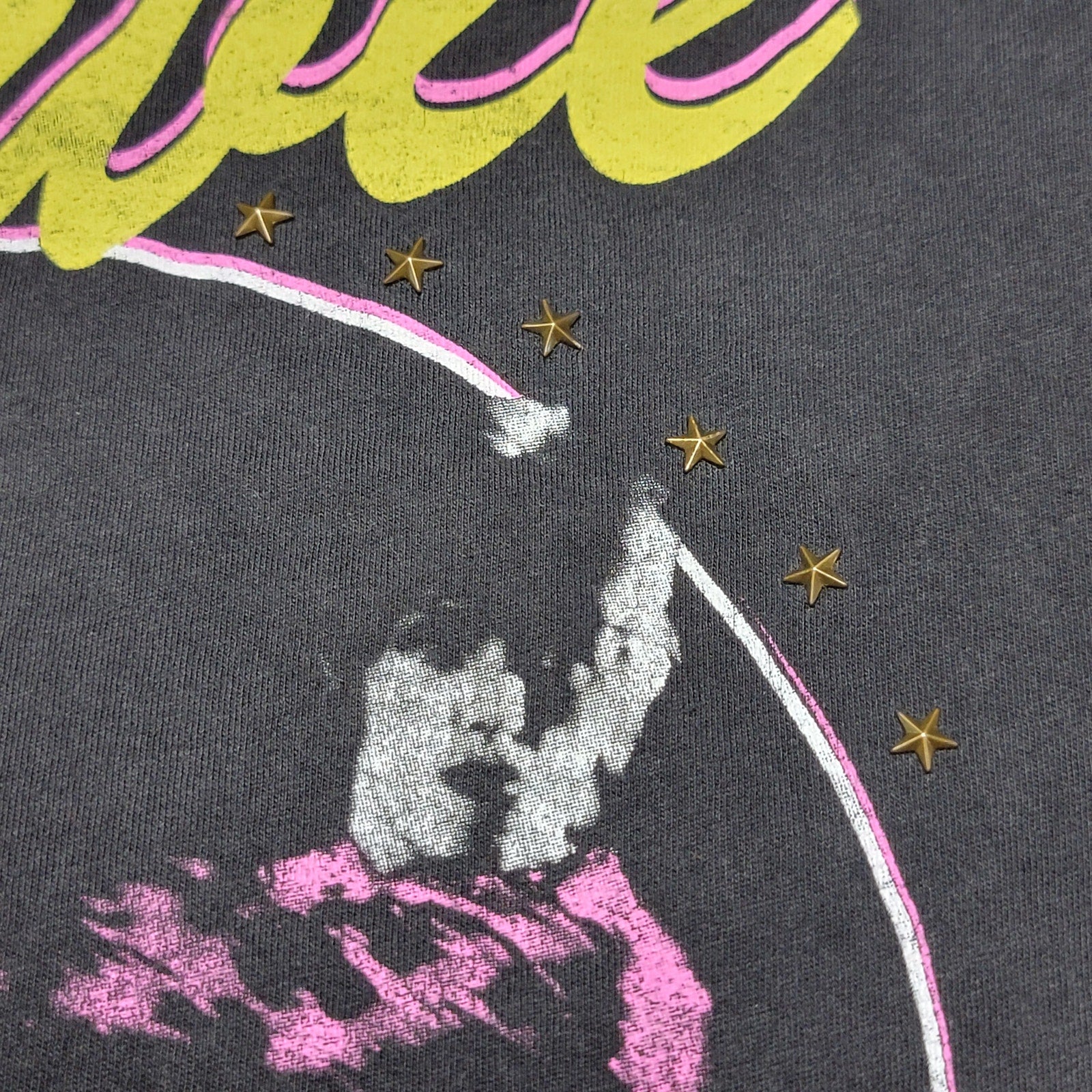 David Bowie Black Tee Diamond Dogs Style w/ Star Studs - Size Small
