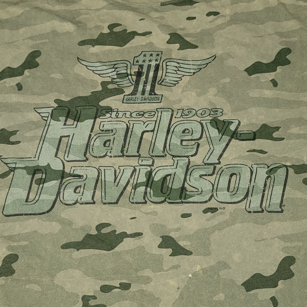 Harley-Davidson Green Camo Unisex Tee "HD Biloxi, MS Over 30 Years" - Size XL
