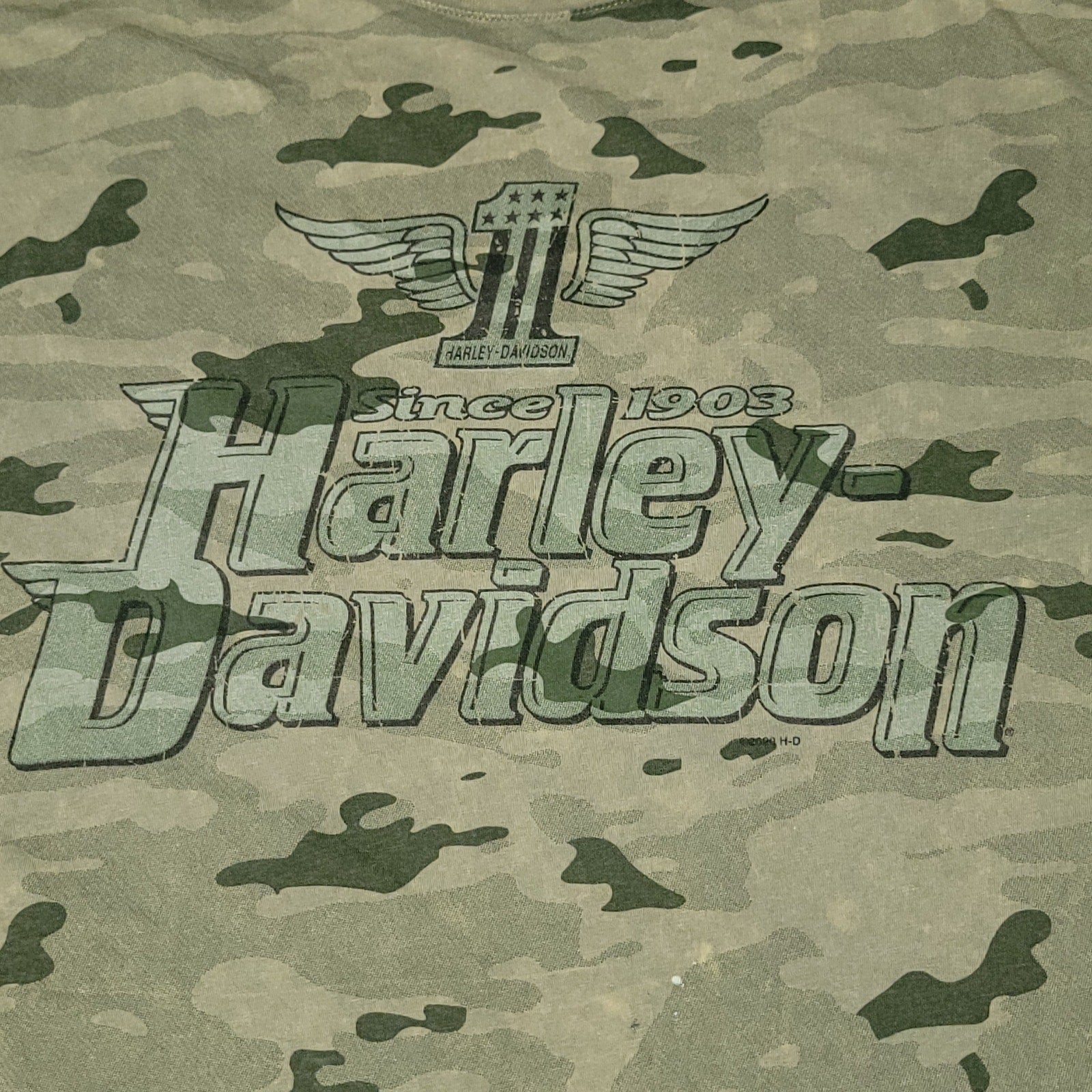Harley-Davidson Green Camo Unisex Tee "HD Biloxi, MS Over 30 Years" - Size XL